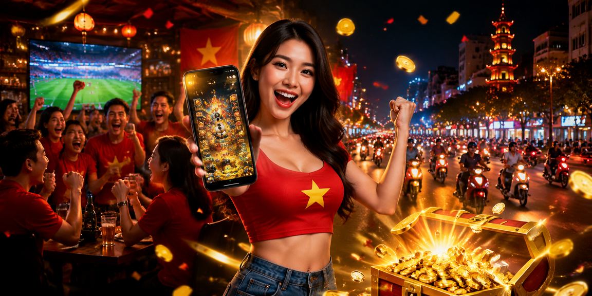 Giao diện nền tảng casino di động neon hiện đại tại Hà Nội về đêm